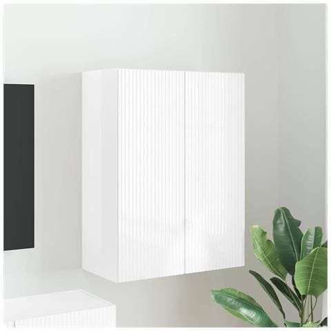 Mobile TV da parete Bianco Lucido 59,5 x 31 x 80 cm - Foto 2