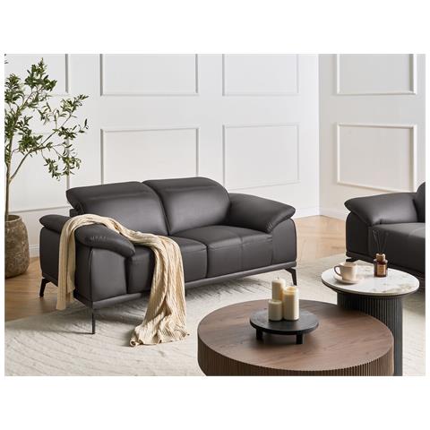 Divano 2 Posti Vejen Pelle Sintetica Nero - Foto 1