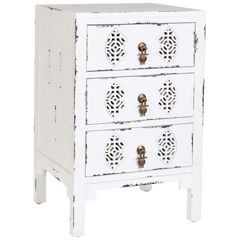 Comodino In Legno Con 3 Cassetti Bianco 45x36x70 - Foto 1