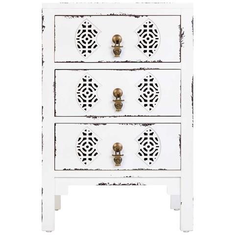 Comodino In Legno Con 3 Cassetti Bianco 45x36x70 - Foto 2