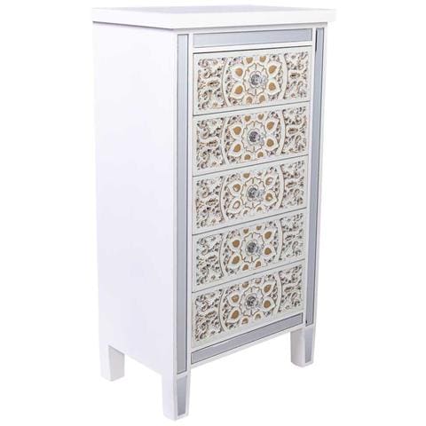 Cassettiera In Legno E Vetro Con 5 Cassetti 48x30x89 - Foto 1