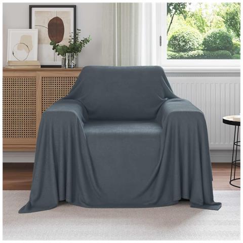 Coperte da Pile 6 pcs Grigio scuro 210 x 140 cm Panno - Foto 2