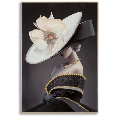 Stampa Su Tela Donna Con Fiore 1-multicolore-legno-62x4x92 Cm - Foto 1