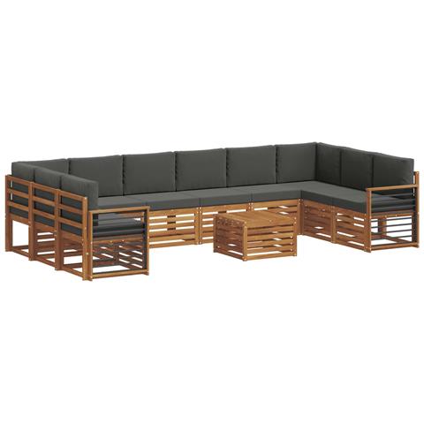 Set divani 11 pcs Naturale e Antracite Legno di Acacia Massello - Foto 1