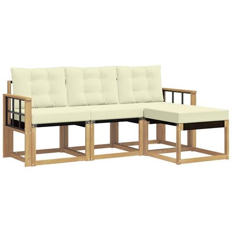 Set di divani da esterno con cuscino 4 pcs Bianco e Crema - Foto 1