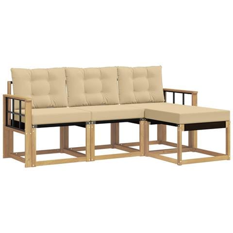 Set di divani da esterno con cuscino 4 pcs Bianco e Beige - Foto 1