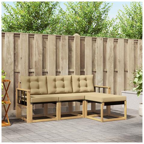 Set di divani da esterno con cuscino 4 pcs Bianco e Beige - Foto 2