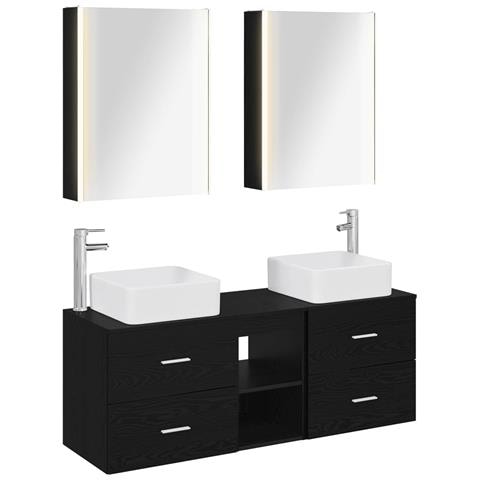 Set di mobili per il bagno 5 pcs Rovere Nero - Foto 1