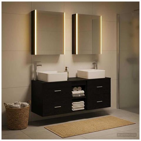 Set di mobili per il bagno 5 pcs Rovere Nero - Foto 2