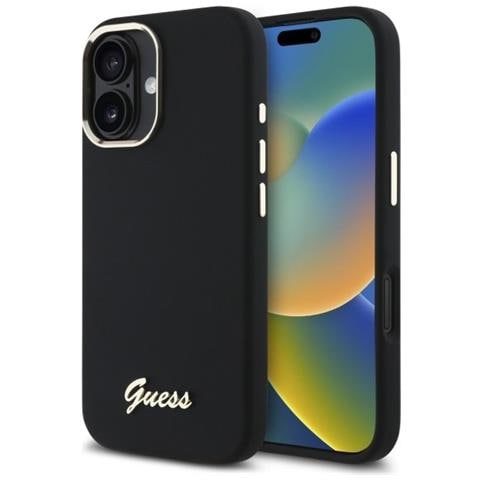 Custodia Iphone 16 Guess Silicone Nera Con Logo - Una Scelta Affidabile - Foto 1