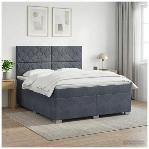 Letto box spring con materasso Grigio Scuro 140 x 190 cm - Foto 2