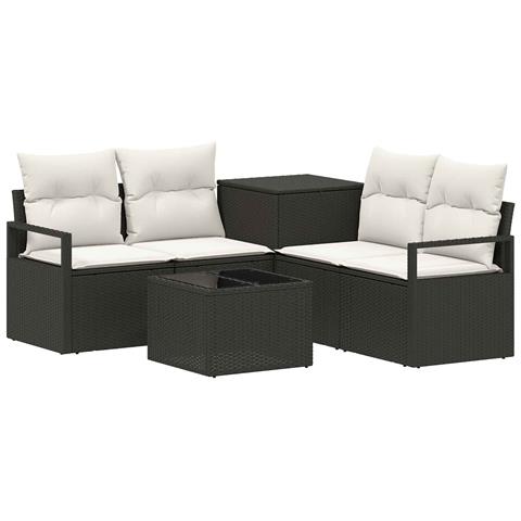 Set di divani 6 pz Nero e Bianco Crema - Foto 1