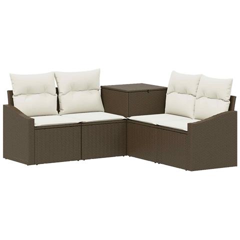 Set di divani 5 pz Marrone e Bianco Crema - Foto 1