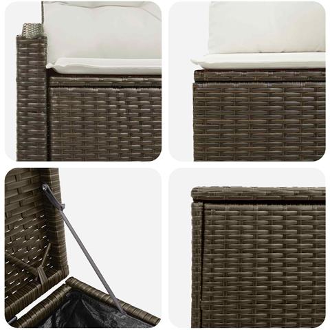 Set di divani 5 pz Marrone e Bianco Crema - Foto 9
