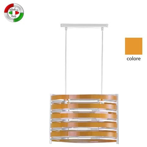 Sospensione da ufficio cameretta lampadario metallo cromo moderno arancio - Foto 1