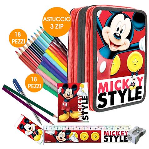 Kit Scuola School Pack Zaino Estensibile con Astuccio 3 Zip Mickey Mouse - Foto 2