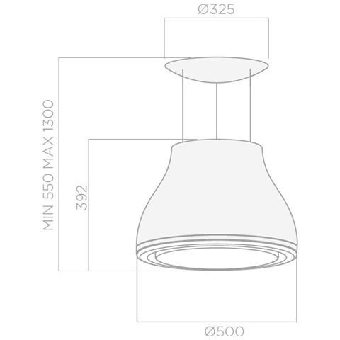 PRF0120497A Cappa Sospesa Shining Peltrox / f / 50v Filtrante 50 cm Colore Peltrox - Foto 4