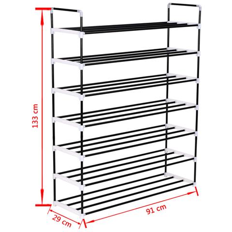 Scarpiera Con 7 Ripiani In Metallo E Plastica Nero - Foto 2