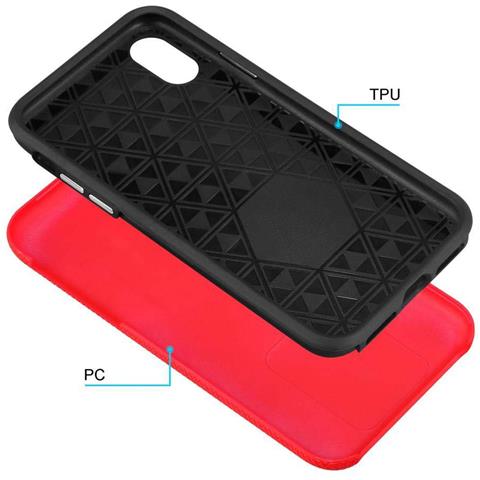 Custodia Compatibile Con Apple Iphone X / Xs In Rosso Garofano - Outdoor Coperchio Protettivo Ibrido Con Superficie Antiscivolo Extra Grip Con Design A Triangolo In Silicone E Plastica - Foto 11