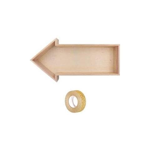 Mensola In Legno Freccia 40 X 20 X 7 Cm + Washi Tape Dorato 5 M - Foto 1