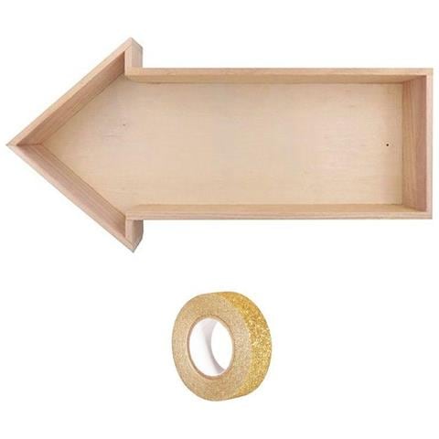 Mensola In Legno Freccia 40 X 20 X 7 Cm + Washi Tape Dorato 5 M - Foto 4