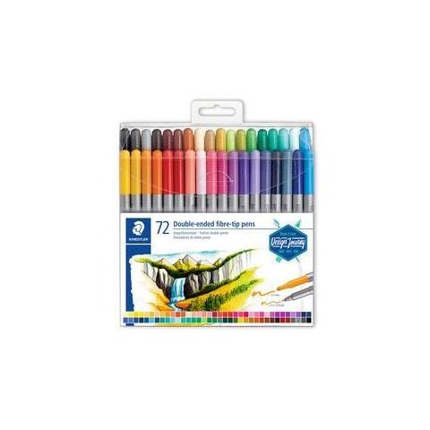 Penna a doppia fibra a doppia punta, 72 astuccio in plastica 2 punte, spessore del filo: 3,0 mm / 0,5 - 0,8 mm, - 1 pz (3200 Tb72) - Foto 1