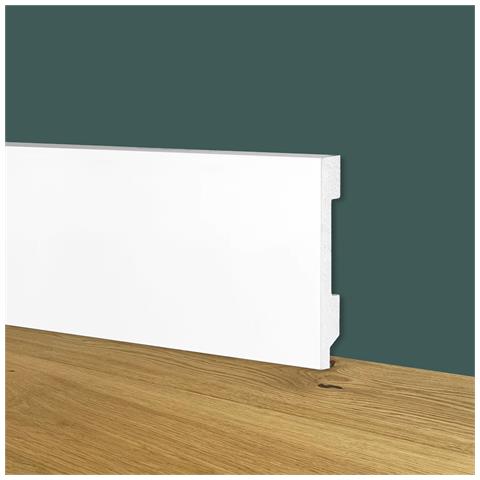 112ml Bancale Di Battiscopa Bianco Squadrato Passacavo 70x15x2000mm In Polimeri - Polistrutturato - Foto 1