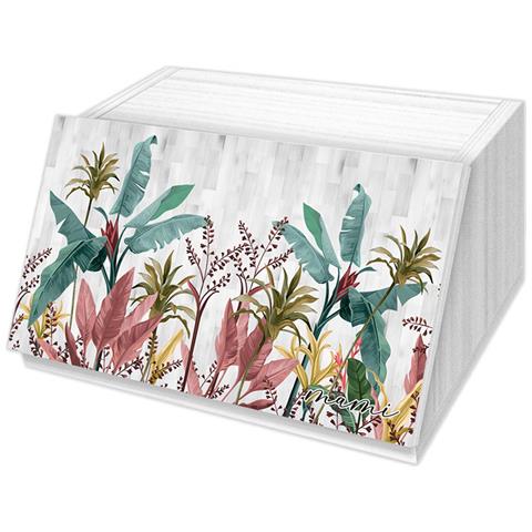 Portapane White Banana Leaves Grey Foglie Banano, Conserva Freschezza Pane, Versatile Per Cibo Secco, Design Unico, Apertura Frontale Con Aerazione, 40x20x30cm, Chiaro, Legno - Foto 1