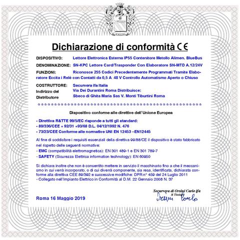 Lettore Card Magnetica O Tessera Decodifica Il Rfid Ip55 Centralina Morx Bluebus Riconosce Memorizza 255 Codici Luce R - Foto 2