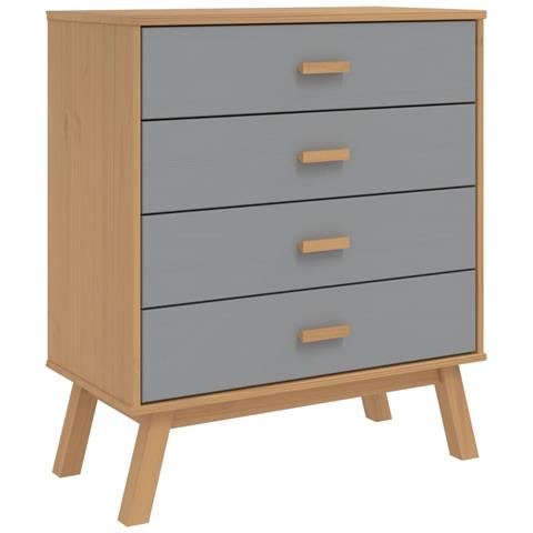 Cassettiera Olden Grigia E Marrone In Legno Massello Di Pino - Foto 2