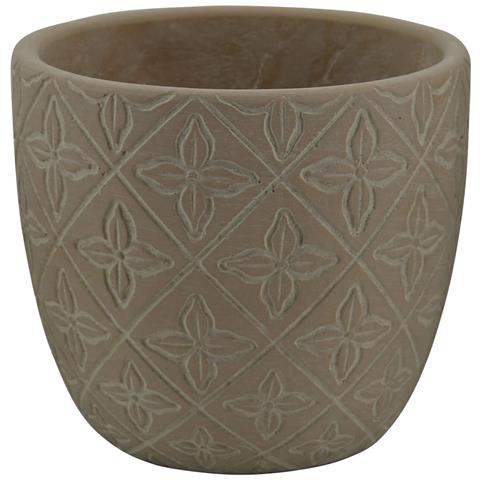 Vaso Basso Tondo Da Giardino In Fibra Di Argilla Marrone 16x16x14 Cm Tarassaco - Foto 1