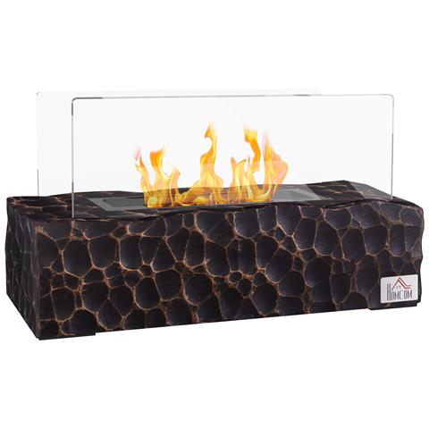 Camino A Bioetanolo Da Tavolo Con Bruciatore Da 1.15l E Pannello In Vetro, 33x16x18cm, Nero - Foto 1