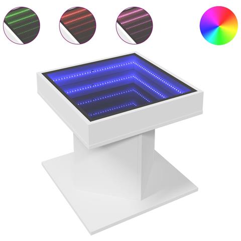 Tavolino Salotto Con Led Bianco 50x50x45 Cm Legno Multistrato - Foto 2