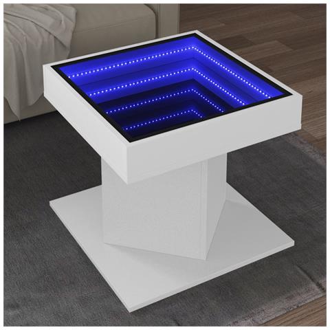 Tavolino Salotto Con Led Bianco 50x50x45 Cm Legno Multistrato - Foto 1