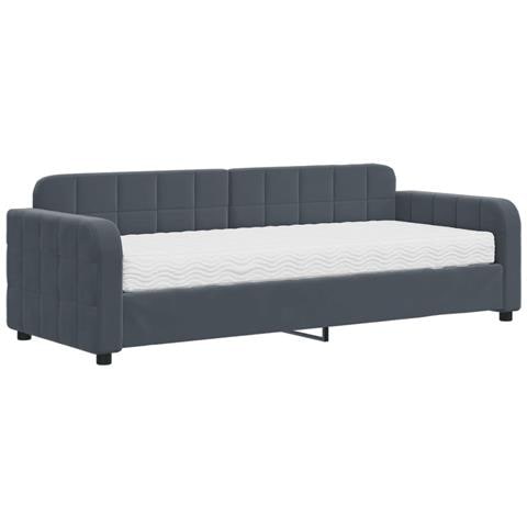 Divano Letto Con Materasso Grigio Scuro 80x200 Cm In Velluto - Foto 2