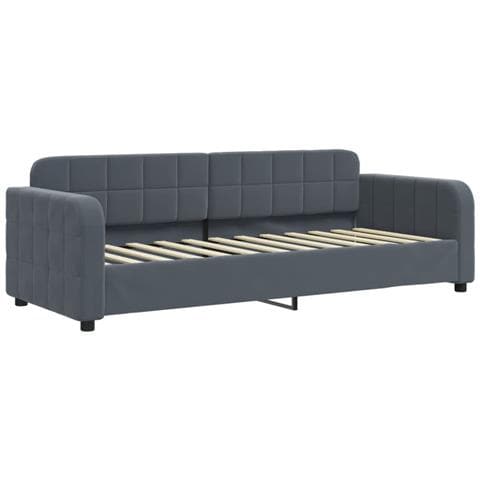 Divano Letto Con Materasso Grigio Scuro 80x200 Cm In Velluto - Foto 3