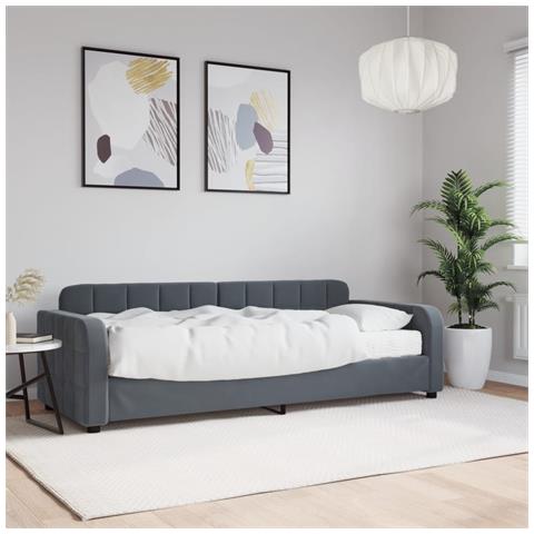 Divano Letto Con Materasso Grigio Scuro 80x200 Cm In Velluto - Foto 1