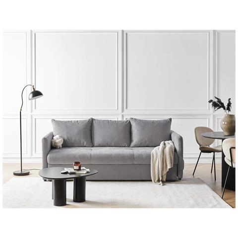Divano Letto 3 Posti Holsen Tessuto Grigio Con Contenitore - Foto 1