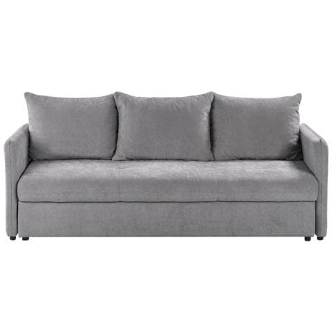 Divano Letto 3 Posti Holsen Tessuto Grigio Con Contenitore - Foto 2