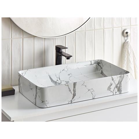 Lavabo Bagno Ceramica Nero Effetto Marmo 62 X 35 Cm Ipala - Foto 1