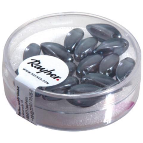 Rayher - 15 Pezzi - Perle In Vetro A Goccia 6x12mm - Colore Grigio Antracite - Foto 1