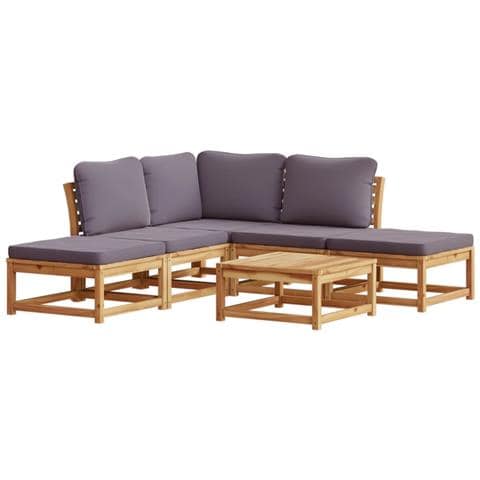 Set Salotto Da Giardino 6 Pz Con Cuscini In Massello Di Acacia - Foto 2
