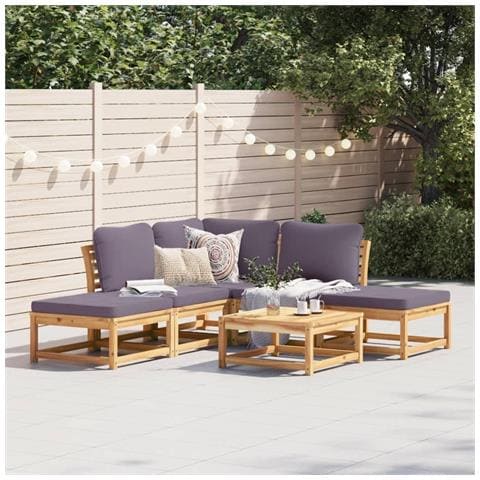 Set Salotto Da Giardino 6 Pz Con Cuscini In Massello Di Acacia - Foto 1