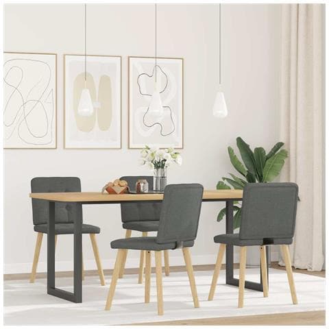 Sedie Da Pranzo 4 Pz Grigio Scuro In Tessuto - Foto 2