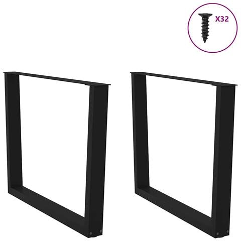 Gambe Per Tavolo Da Pranzo A V 2pz Nero 100x(72-73,3)cm Acciaio - Foto 3