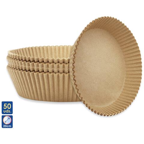 Carta Per Friggitrice Ad Aria, 50 Pezzi, Rotonda, Carta Da Forno Antiaderente Usa E Getta Non Perforata Per Cuocere, Arrostire, Microonde, Padella (20cm) - Foto 1