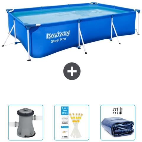 Piscina Fuori Terra - Rettangolo - 300x201x66 Cm - Blu - Include Accessori Coordinati Cb38 - Foto 1
