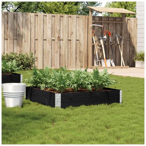 Fioriera Da Giardino Nera 100x100 Cm In Legno Massello Di Pino - Foto 8