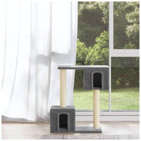 Lusso Casadino -  Albero Per Gatti Con Tiragraffi In Sisal Grigio Chiaro 60 Cm - Foto 6