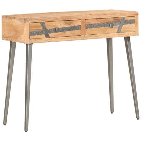 Tavolo Consolle 90x30x75 Cm In Legno Massello Di Acacia - Foto 2